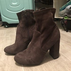 Grey suede ankle booties